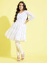 Girl's White Mirror Kurta Pyjama Set
